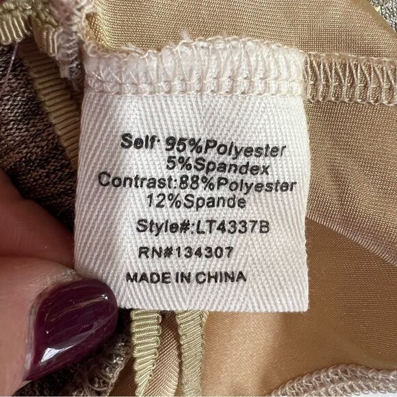 Line & Dot Naomi Body Suit Womens Medium Gold Metallic V-Neck Party Glam - Picture 8 of 10